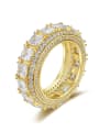 thumb Brass Cubic Zirconia Round Hip Hop Band Ring 4