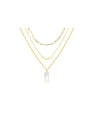 thumb Stainless steel Shell Geometric Trend Multi Strand Necklace 0