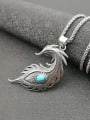 thumb Titanium feather Turquoise Feather Hip Hop Necklace For Men 2