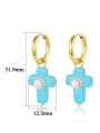 thumb Stainless steel Natural Stone Cross Vintage Drop Earring 2