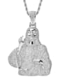thumb Brass Cubic Zirconia Religious Hip Hop Necklace 1