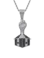 thumb Brass Cubic Zirconia Fist House Hip Hop Necklace 0