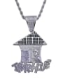 thumb Brass Cubic Zirconia House Hip Hop Necklace 2
