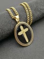 thumb Titanium Rhinestone Religious Vintage Cross Pendant Necklace For Men 0
