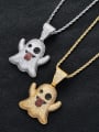 thumb Brass Cubic Zirconia Ghost Hip Hop Necklace 1