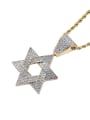 thumb Brass Cubic Zirconia Six-pointed star Hip Hop Necklace 0
