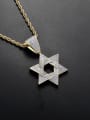 thumb Brass Cubic Zirconia Six-pointed star Hip Hop Necklace 1