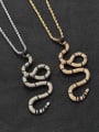 thumb Brass Cubic Zirconia Snake Hip Hop Necklace 2