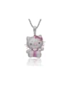 thumb Brass Cubic Zirconia Cat Dainty Necklace 0