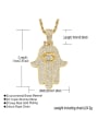 thumb Brass Cubic Zirconia Hand Of Gold Hip Hop Necklace 3