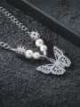 thumb Titanium Steel Imitation Pearl Butterfly Hip Hop Necklace 2