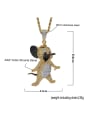 thumb Brass Cubic Zirconia Mouse Hip Hop Necklace 3