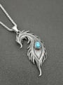 thumb Titanium feather Turquoise Feather Hip Hop Necklace For Men 3