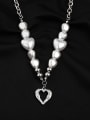 thumb Titanium Steel Freshwater Pearl Heart Hip Hop Necklace 0