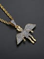 thumb Brass Cubic Zirconia Wing Hip Hop Necklace 2