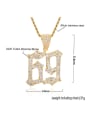 thumb Brass Cubic Zirconia Number Hip Hop Necklace 3