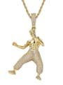 thumb Brass Cubic Zirconia Chinese Kung Fu Bruce Lee Hip Hop Necklace 2