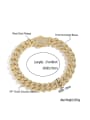 thumb Brass Cubic Zirconia Hip Hop Geometric  Bracelet and Necklace Set 4