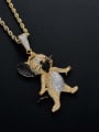 thumb Brass Cubic Zirconia Mouse Hip Hop Necklace 1