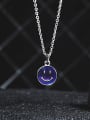 thumb Titanium Steel Round Discoloration Cool Smiley Necklace 0