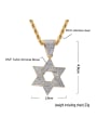 thumb Brass Cubic Zirconia Six-pointed star Hip Hop Necklace 2