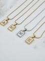 thumb Stainless steel Shell Letter Minimalist S quare Pendant Necklace 0