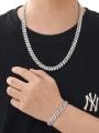thumb Brass Cubic Zirconia Hip Hop Geometric  Bracelet and Necklace Set 3