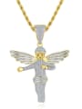 thumb Brass Angel Cubic Zirconia Wing Hip Hop Necklace 0