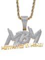 thumb Brass Cubic Zirconia Letter Hip Hop Initials Necklace 0