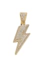 thumb Brass Cubic Zirconia Lightning Hip Hop Necklace 2