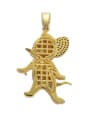 thumb Brass Cubic Zirconia Mouse Hip Hop Necklace 2