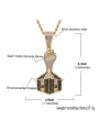 thumb Brass Cubic Zirconia Fist House Hip Hop Necklace 3