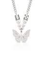 thumb Titanium Steel Imitation Pearl Butterfly Hip Hop Necklace 0