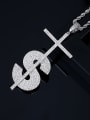 thumb Brass Cubic Zirconia  Hip Hop Fashion Musical Letter Pendant  Necklace 3