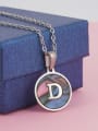 thumb Stainless steel Shell Letter Minimalist  Round Pendant Necklace 3