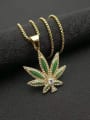 thumb Titanium Steel Cubic Zirconia Enamel Leaf Vintage Necklace For Men 2