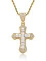 thumb Brass Cubic Zirconia Cross Hip Hop Regligious Necklace 4