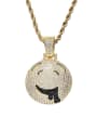 thumb Brass Cubic Zirconia Cartoon drooling expression Hip Hop Necklace 0