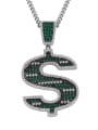 thumb Brass Cubic Zirconia Green Letter Hip Hop Necklace 0