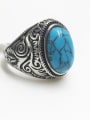 thumb Stainless steel Turquoise Oval Vintage Solitaire Ring 1