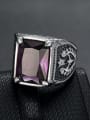 thumb Stainless steel Cubic Zirconia Square Vintage Band Ring 2