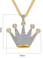 thumb Brass Cubic Zirconia Crown Hip Hop Necklace 3