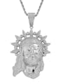 thumb Brass Cubic Zirconia Religious jesus head Hip Hop Necklace 0