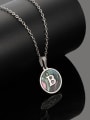 thumb Stainless steel Shell Letter Minimalist  Round Pendant Necklace 2