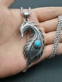 thumb Titanium feather Turquoise Feather Hip Hop Necklace For Men 1