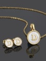 thumb Stainless steel Minimalist Shell  Letter Earring and Necklace Set 2