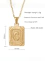 thumb Stainless steel English Letter  Vintage Square Pendant Necklace 4