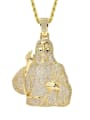 thumb Brass Cubic Zirconia Religious Hip Hop Necklace 0