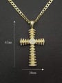 thumb Titanium Steel Rhinestone Cross Vintage Regligious Necklace For Men 1