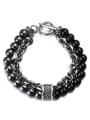 thumb Titanium Steel Obsidian Geometric Hip Hop Beaded Bracelet 0